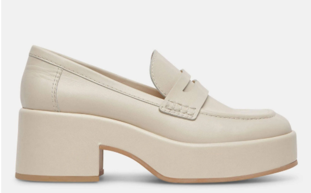 Dolce Vita Shoes Women's Size 9.5 Ivory White Platform Loafers Chunky Heel New